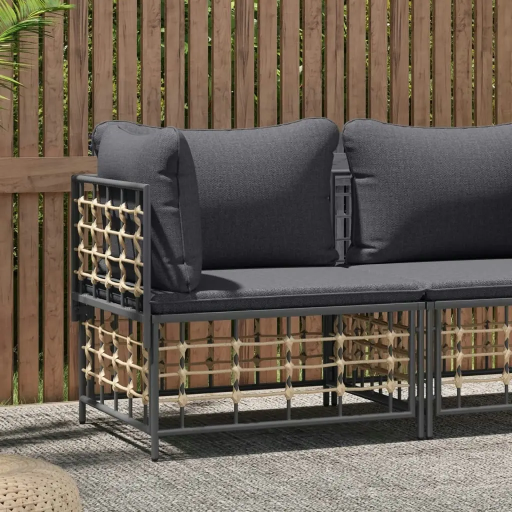 Garden Corner Sofa with Dark Grey Cushions Poly Rattan 364134