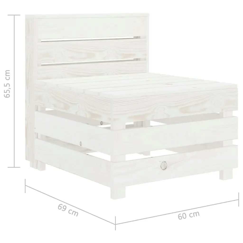 Garden Pallet Sofa White Wood 313579