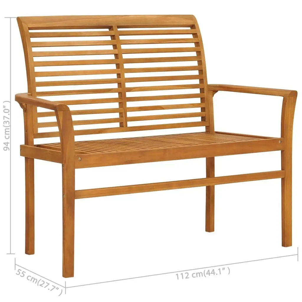 Garden Bench with Grey Cushion 112 cm Solid Teak Wood 3062650