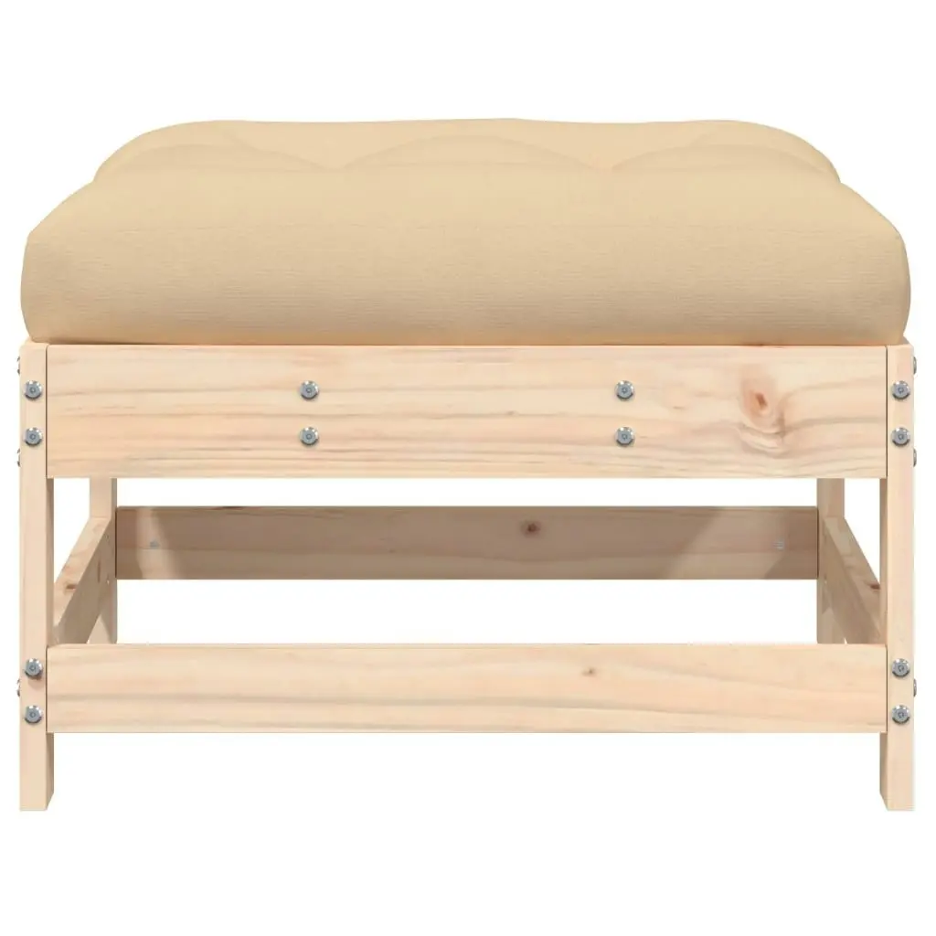 Garden Footstool with Cushion Solid Wood Pine 825555