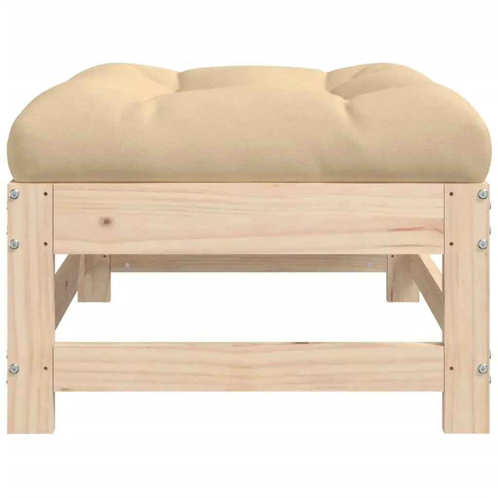 Garden Footstool with Cushion Solid Wood Pine 825555