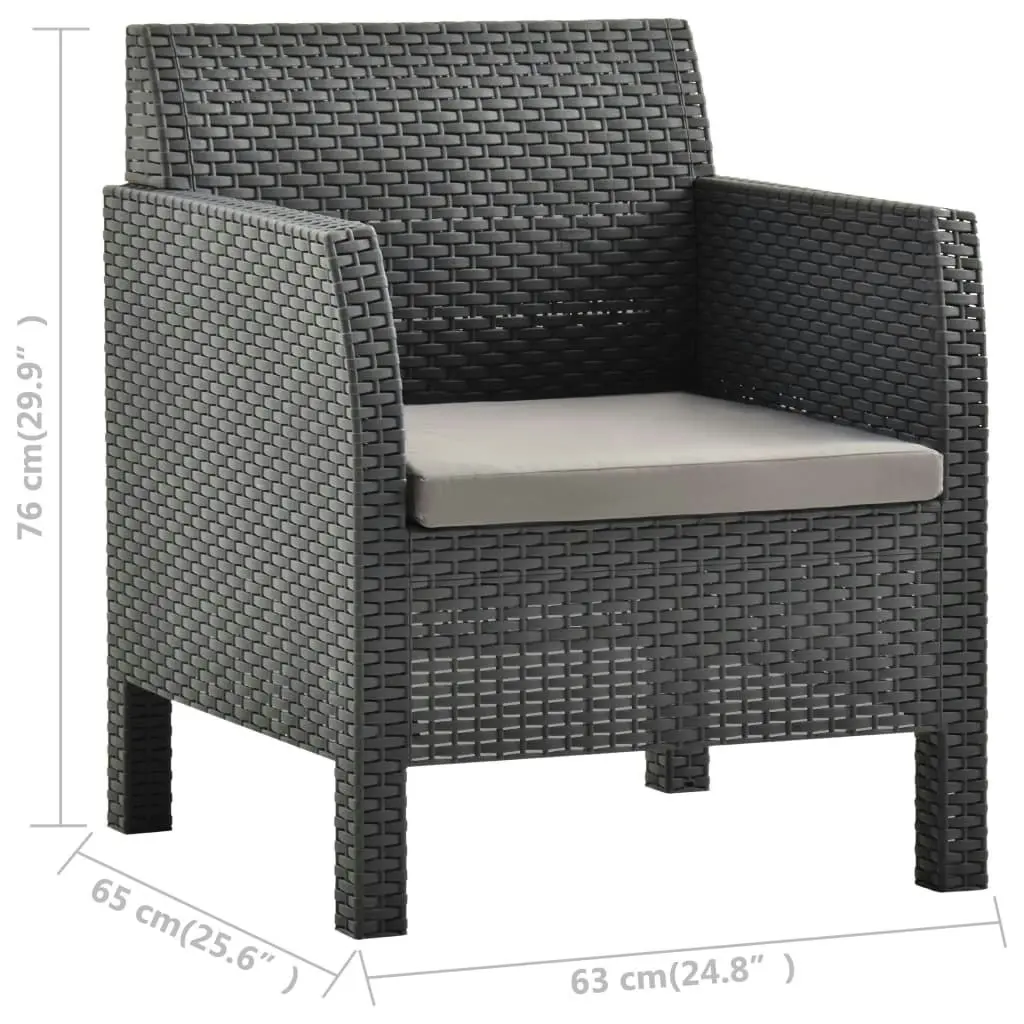 Garden Chair with Cushion PP Rattan Anthracite 315639