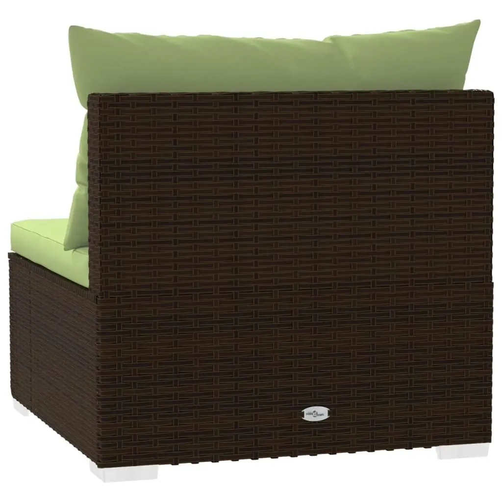 Garden Middle Sofa with Cushions Brown Poly Rattan 317559