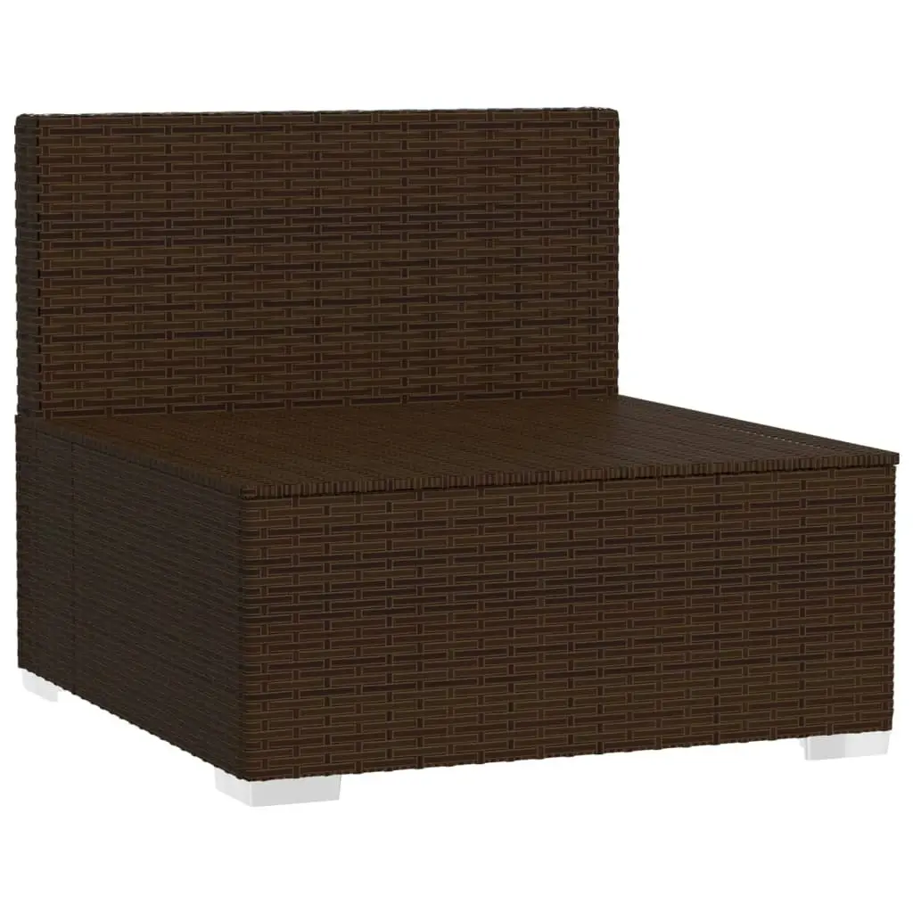 Garden Middle Sofa with Cushions Brown Poly Rattan 317559