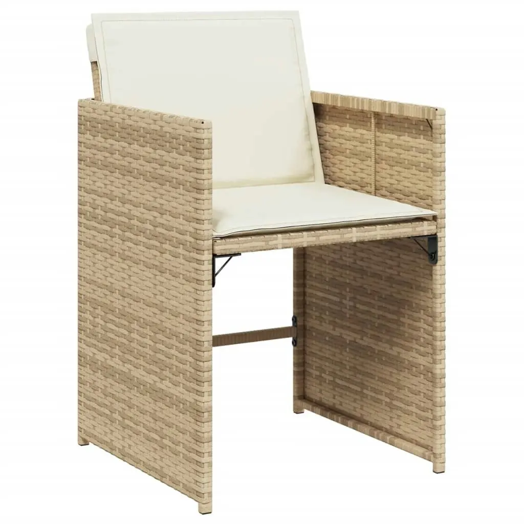 Garden Chairs with Cushions 4 pcs Beige Poly Rattan 364987