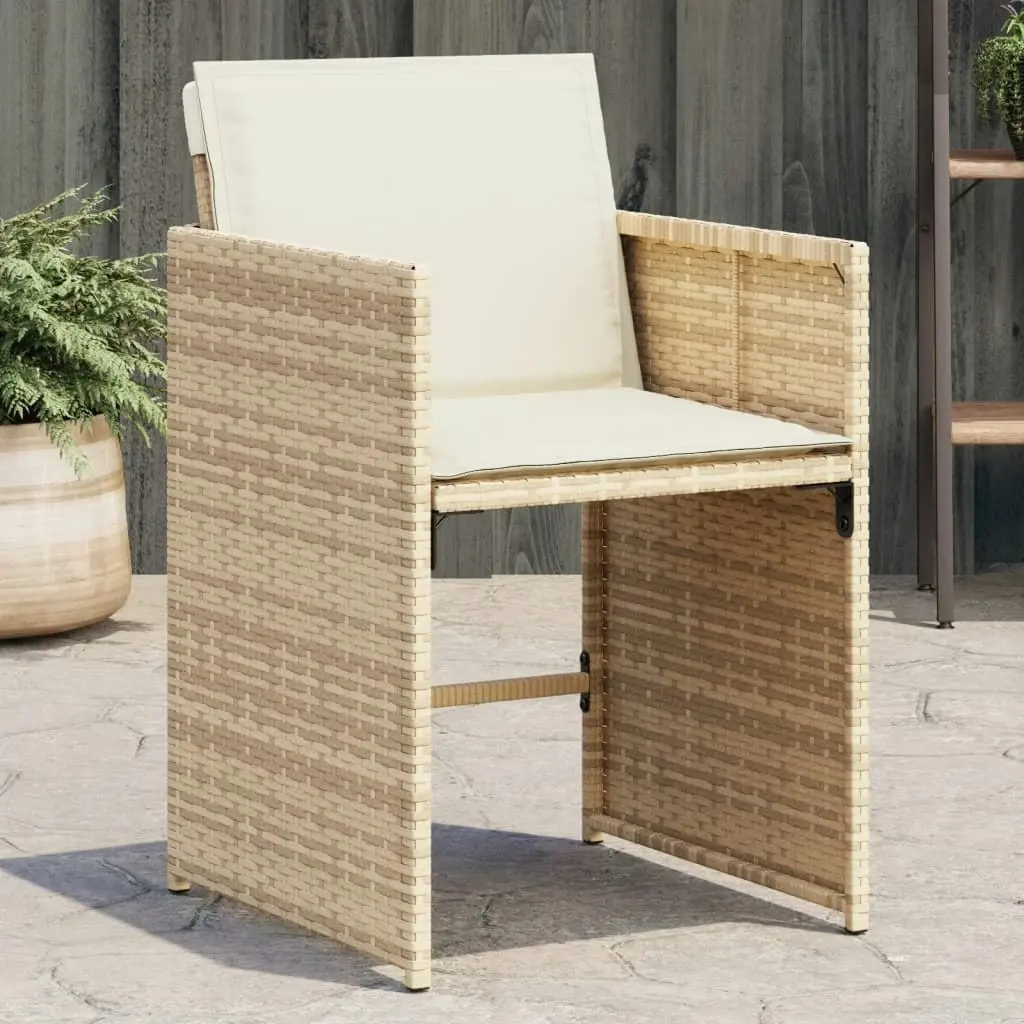 Garden Chairs with Cushions 4 pcs Beige Poly Rattan 364987