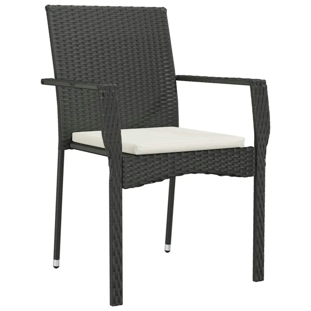 Garden Chairs with Cushions 4 pcs Poly Rattan Black 319883