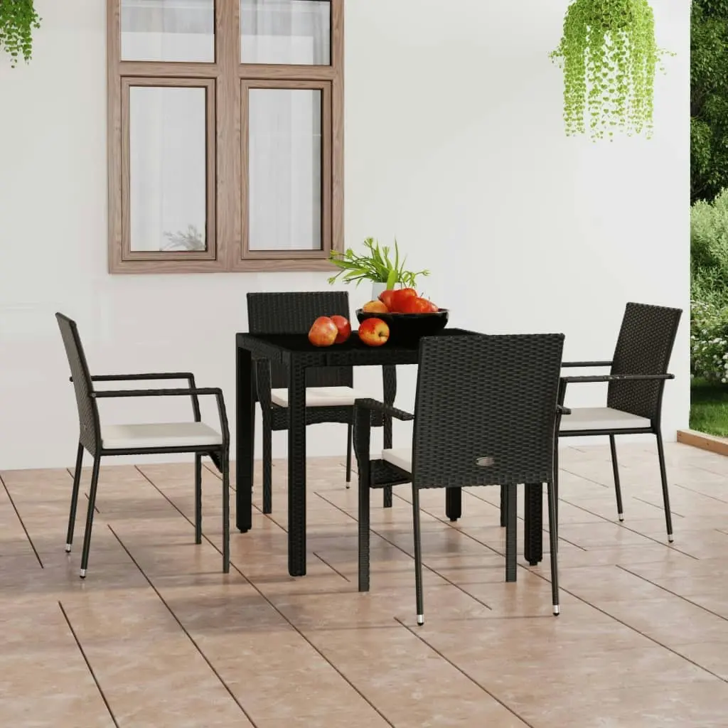 Garden Chairs with Cushions 4 pcs Poly Rattan Black 319883