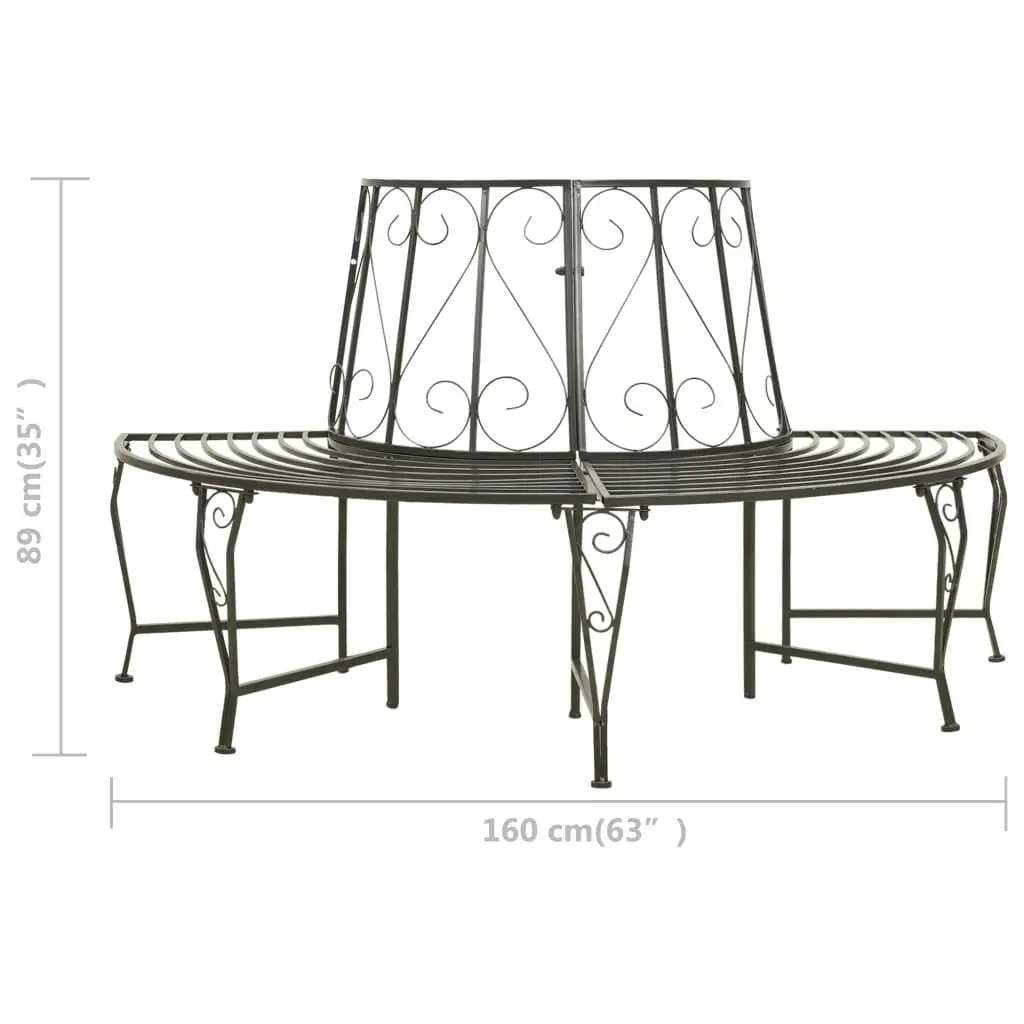 Garden Half Round Tree Bench 160 cm Steel 313034