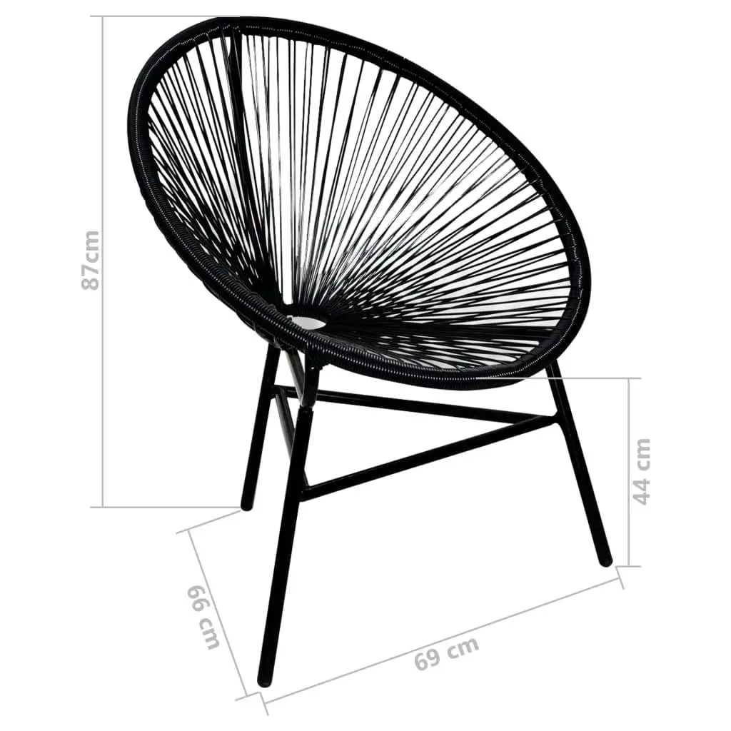 Garden Moon Chair Poly Rattan Black 41383