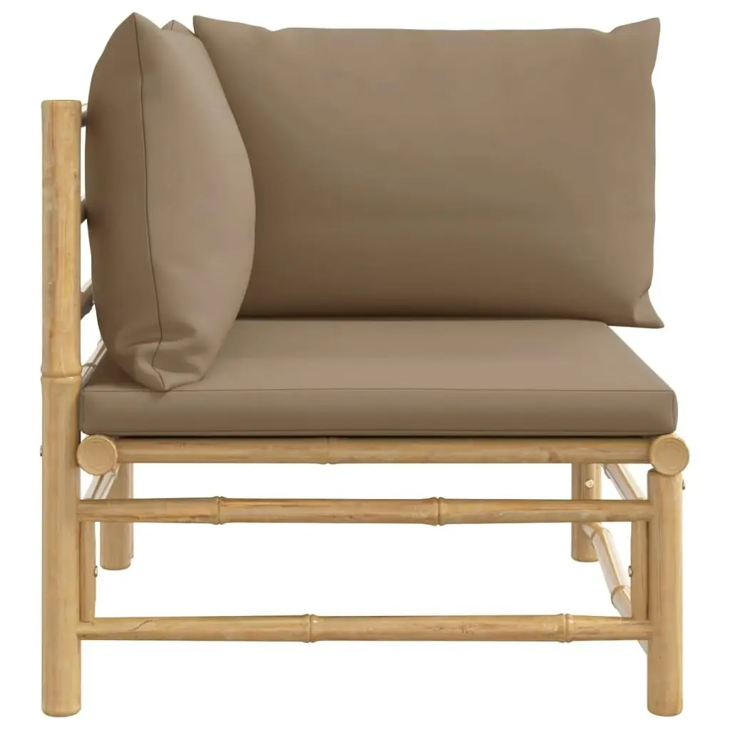 Garden Corner Sofa with Taupe Cushions Bamboo 362286