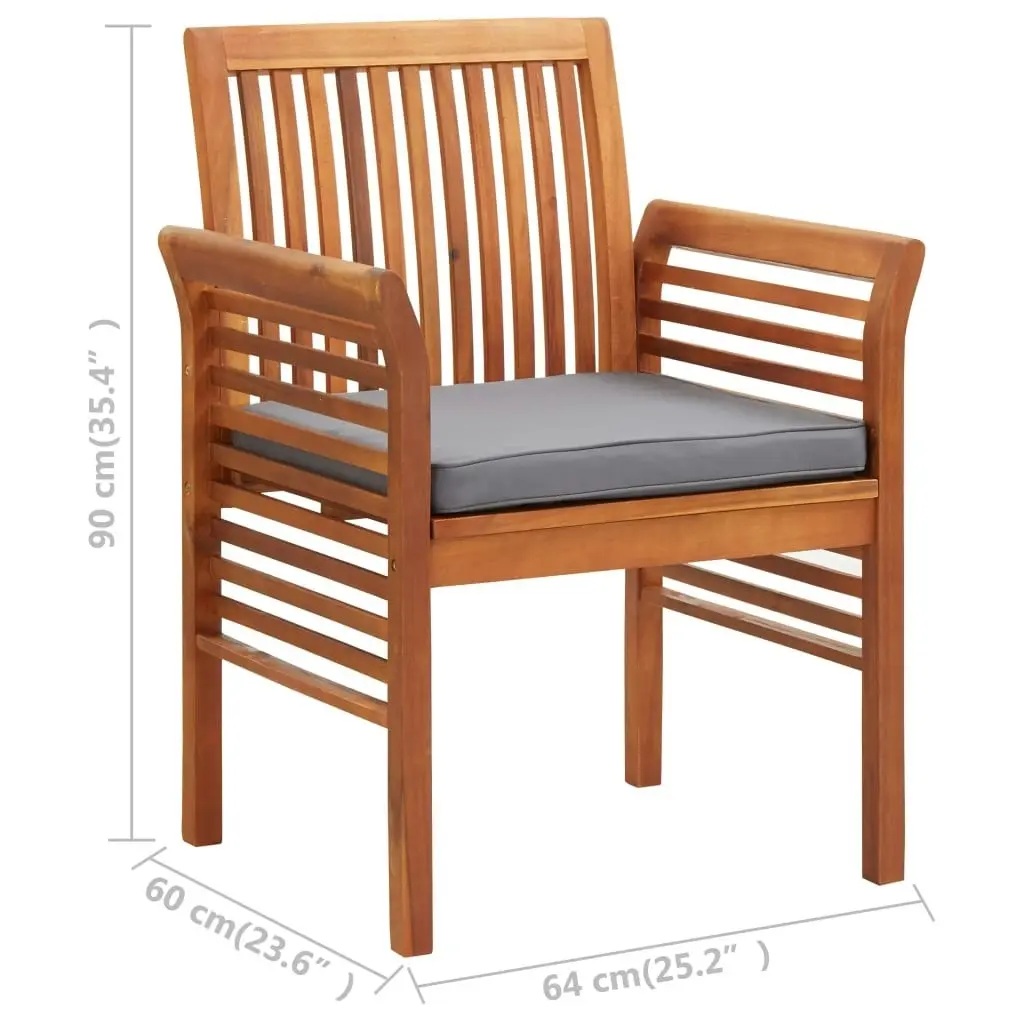 Garden Dining Chair with Cushion Solid Acacia Wood 45969