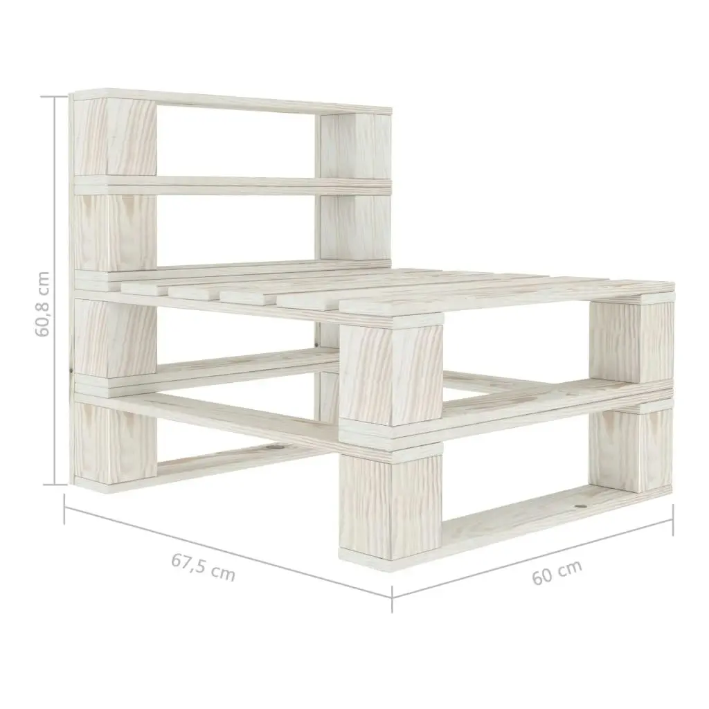 Garden Pallet Middle Sofa Wood White 313571