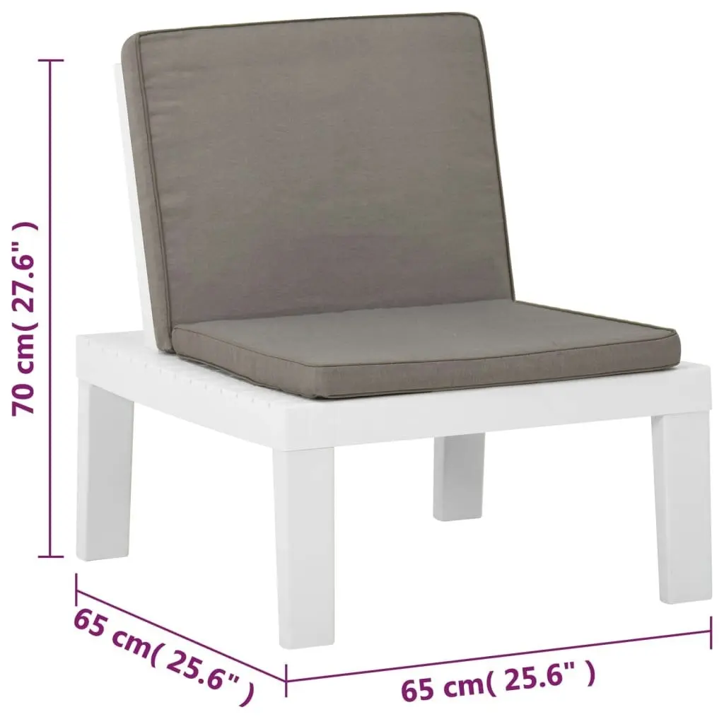 Garden Lounge Chairs with Cushions 2 pcs Plastic White 3059823