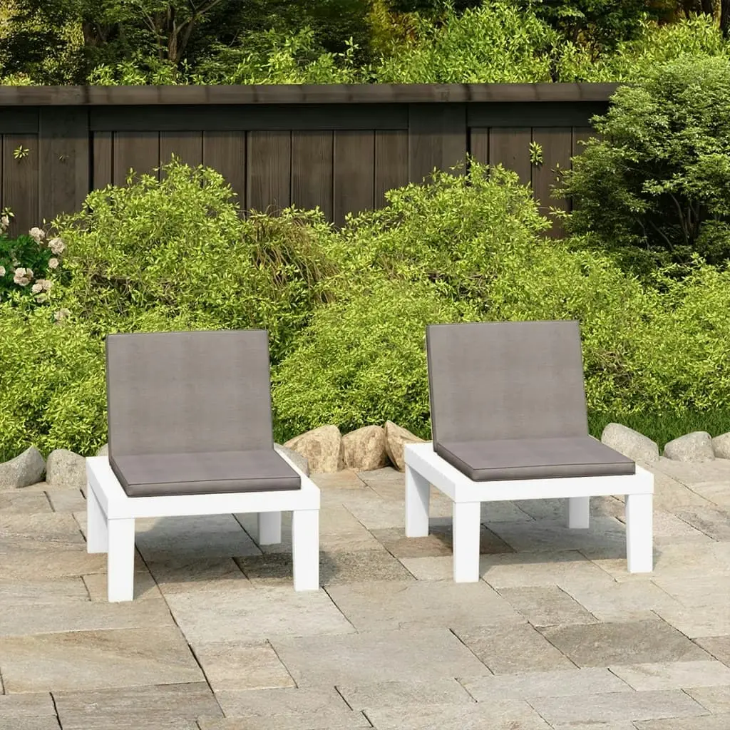 Garden Lounge Chairs with Cushions 2 pcs Plastic White 3059823