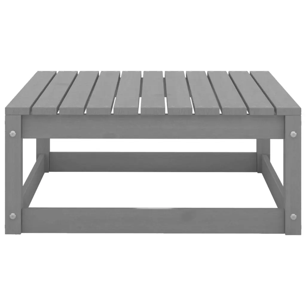 Garden Footstools with Cushions 2 pcs Grey Solid Pinewood 805742