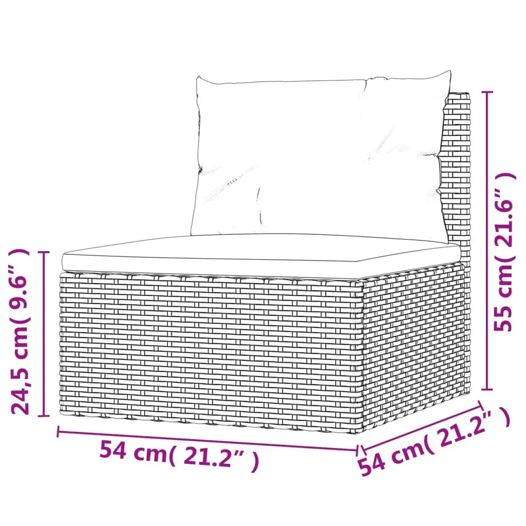 Garden Middle Sofa with Cushions Grey Poly Rattan 319601