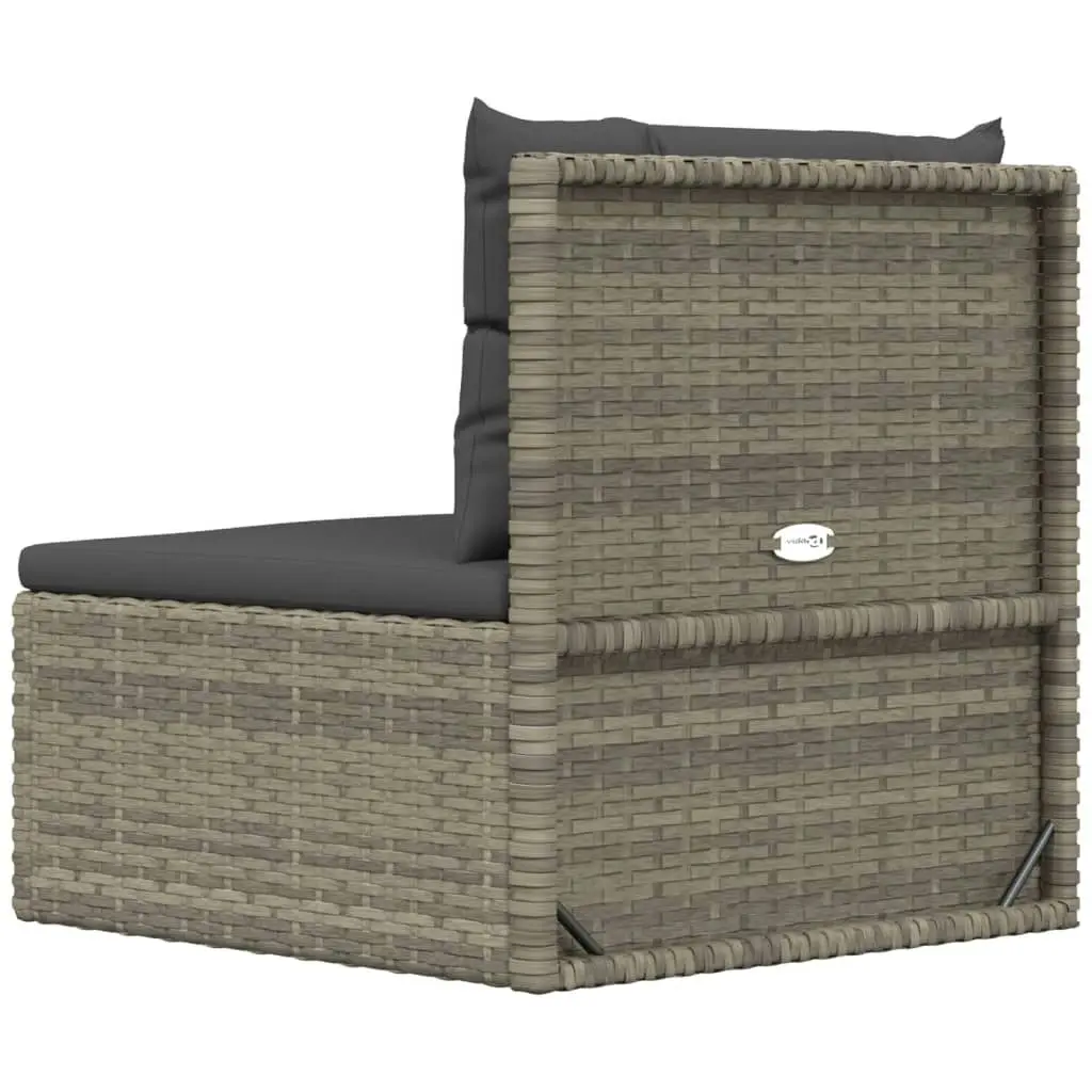 Garden Middle Sofa with Cushions Grey Poly Rattan 319601