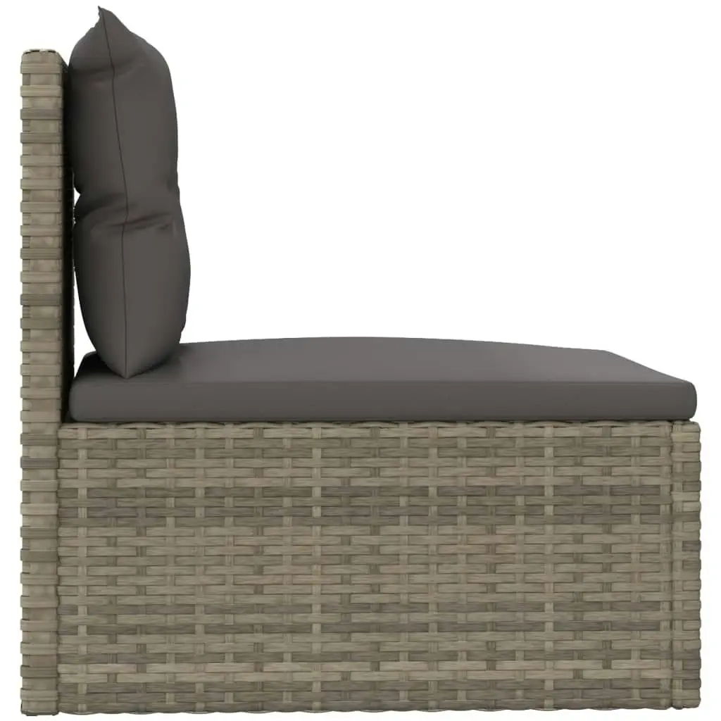 Garden Middle Sofa with Cushions Grey Poly Rattan 319601