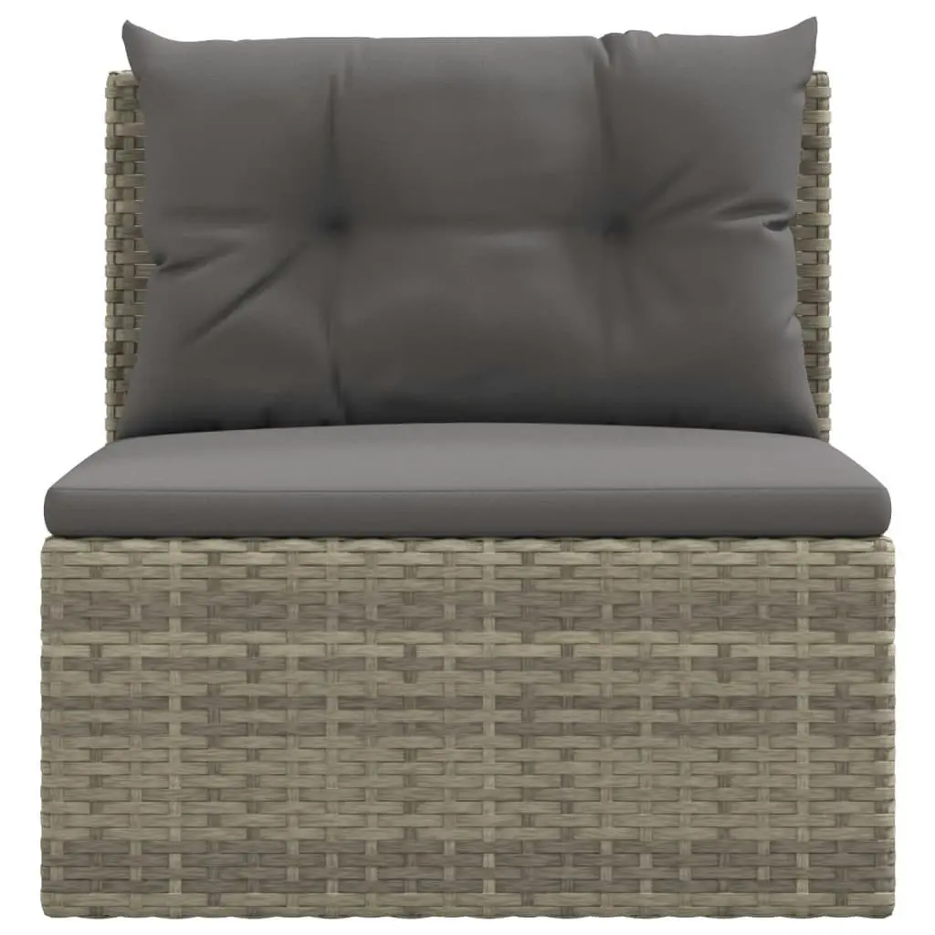 Garden Middle Sofa with Cushions Grey Poly Rattan 319601