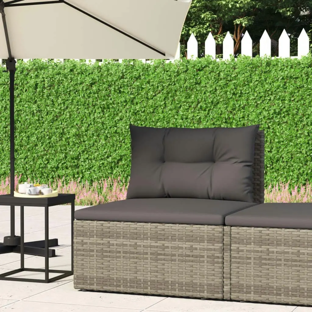 Garden Middle Sofa with Cushions Grey Poly Rattan 319601