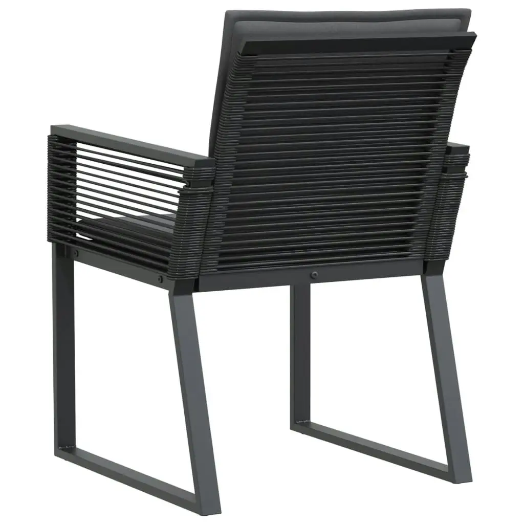 Garden Chairs with Cushions 2 pcs Black Poly Rattan 4008115