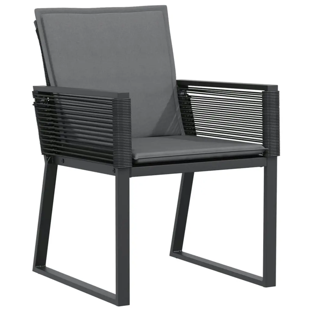 Garden Chairs with Cushions 2 pcs Black Poly Rattan 4008115