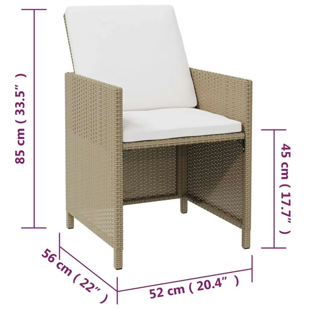 Garden Chairs with Stools 2 pcs Poly Rattan Beige 316781