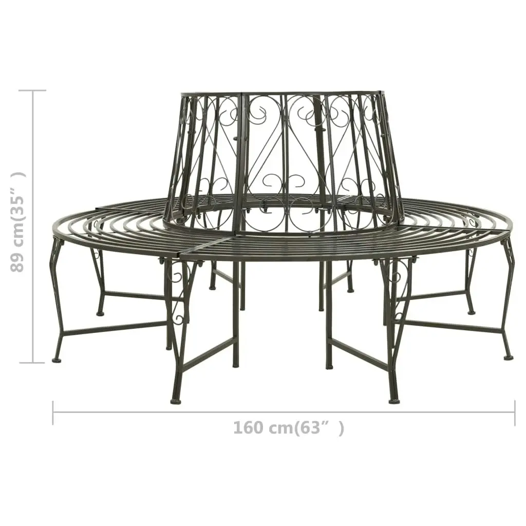 Garden Half Round Tree Bench 160 cm Steel 313033