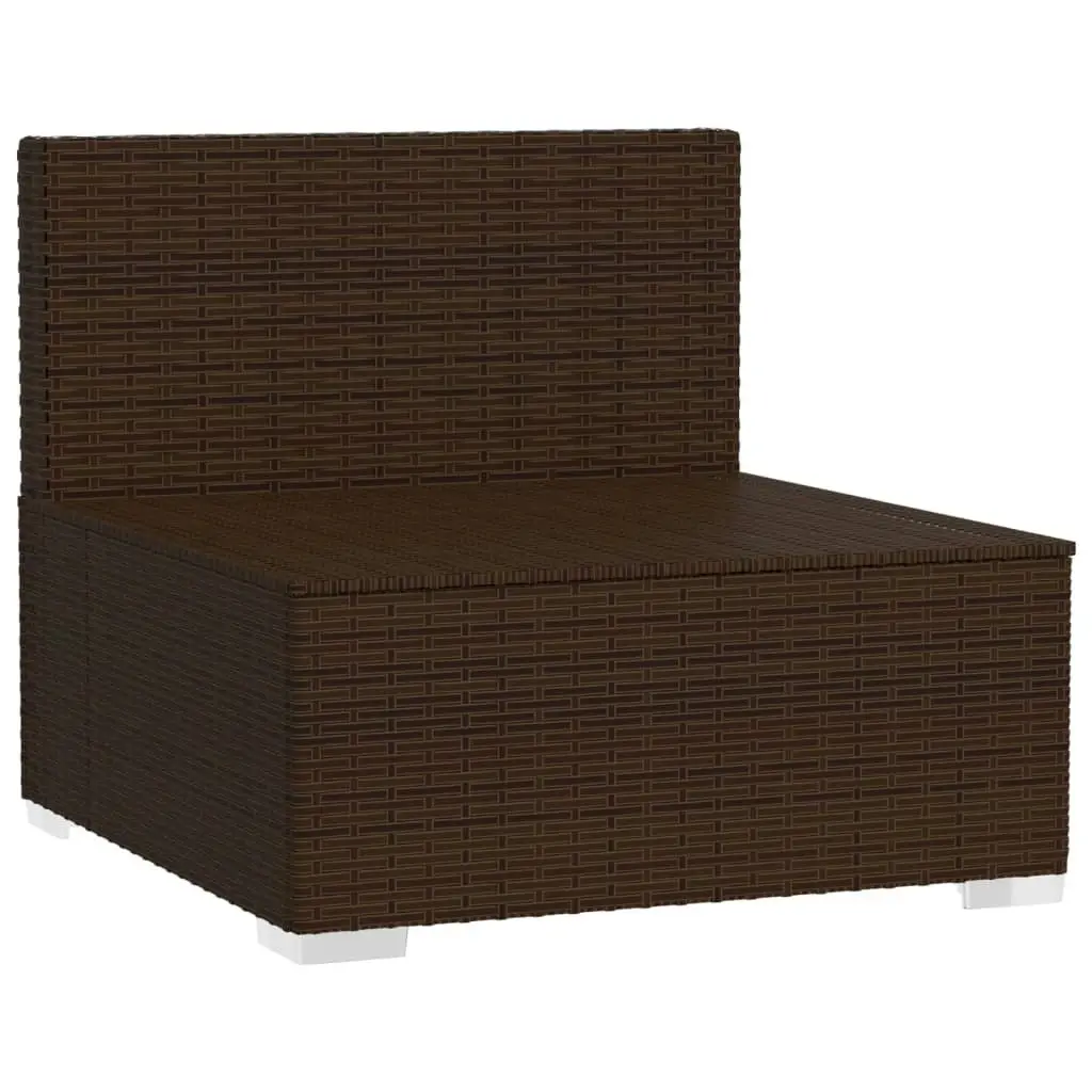 Garden Middle Sofa with Cushions Brown Poly Rattan 317548