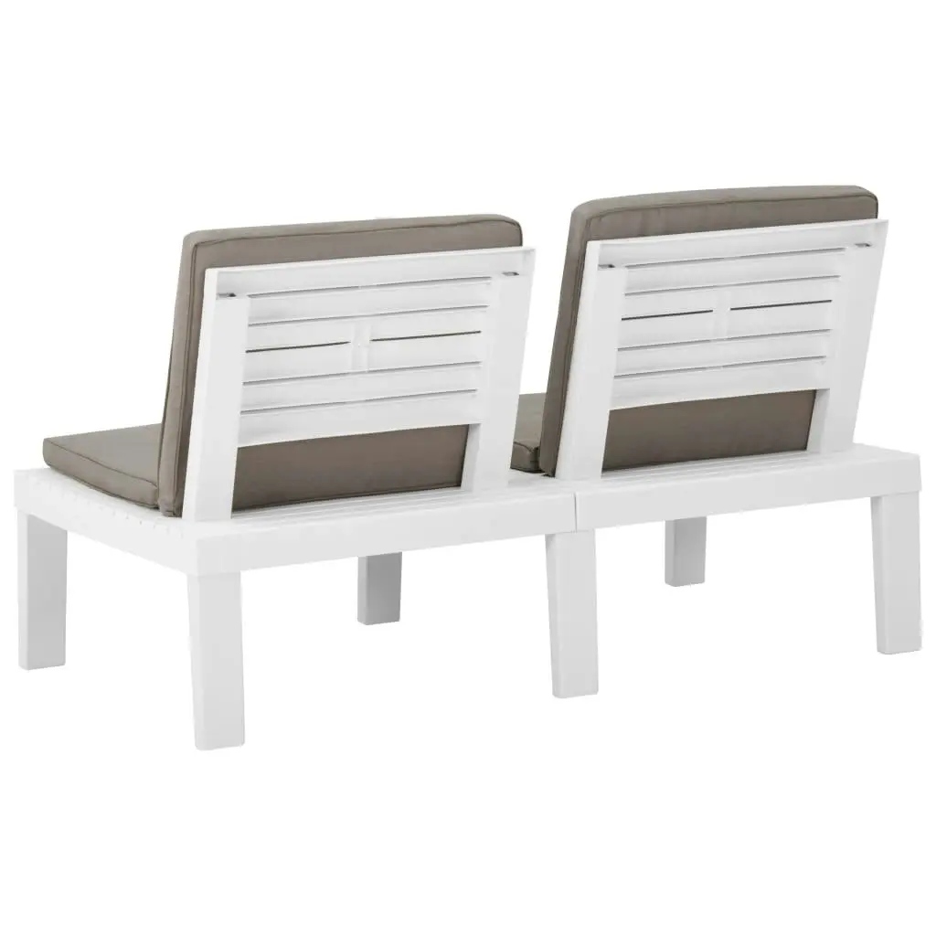 Garden Lounge Bench with Cushion Plastic White 315848