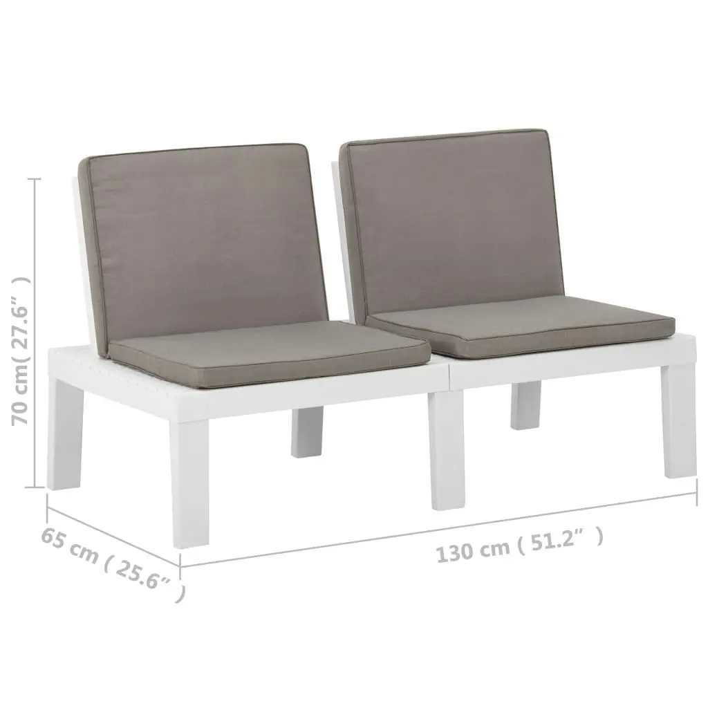 Garden Lounge Bench with Cushion Plastic White 315848