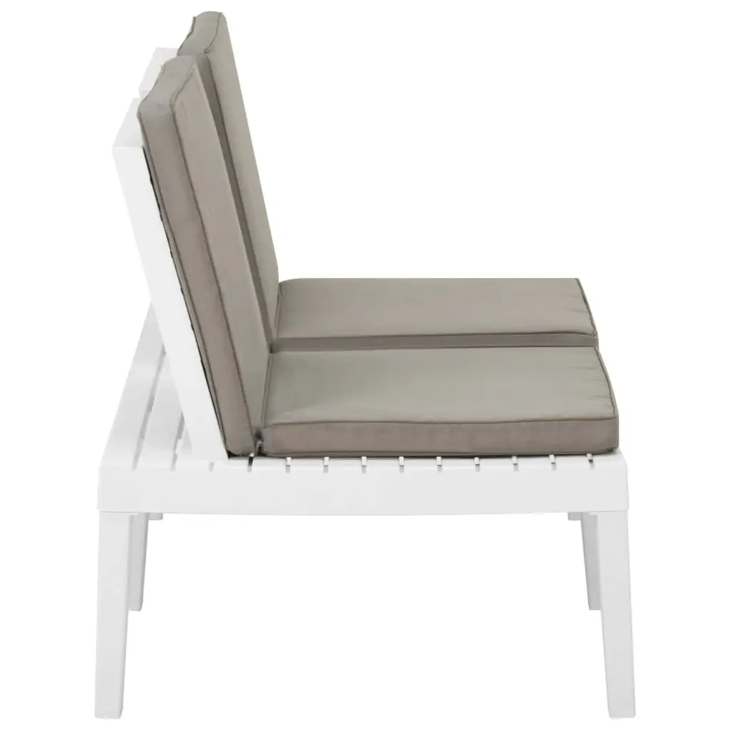 Garden Lounge Bench with Cushion Plastic White 315848