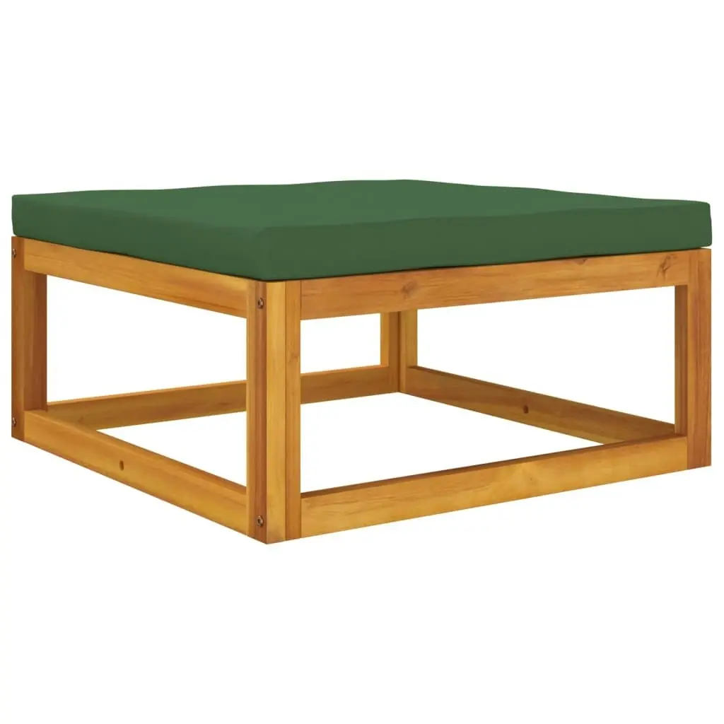 Garden Footrest with Green Cushion Solid Wood Acacia 360022