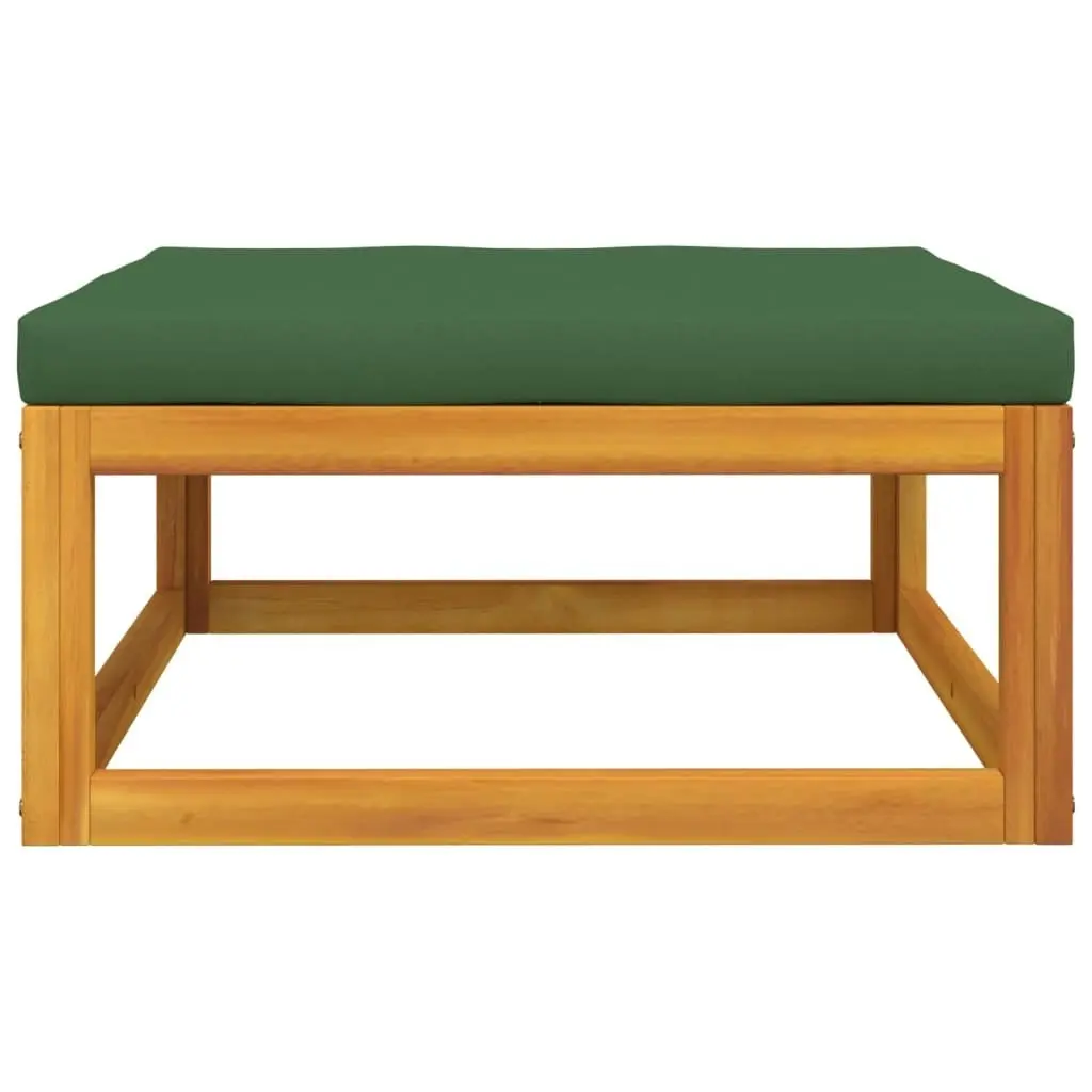 Garden Footrest with Green Cushion Solid Wood Acacia 360022