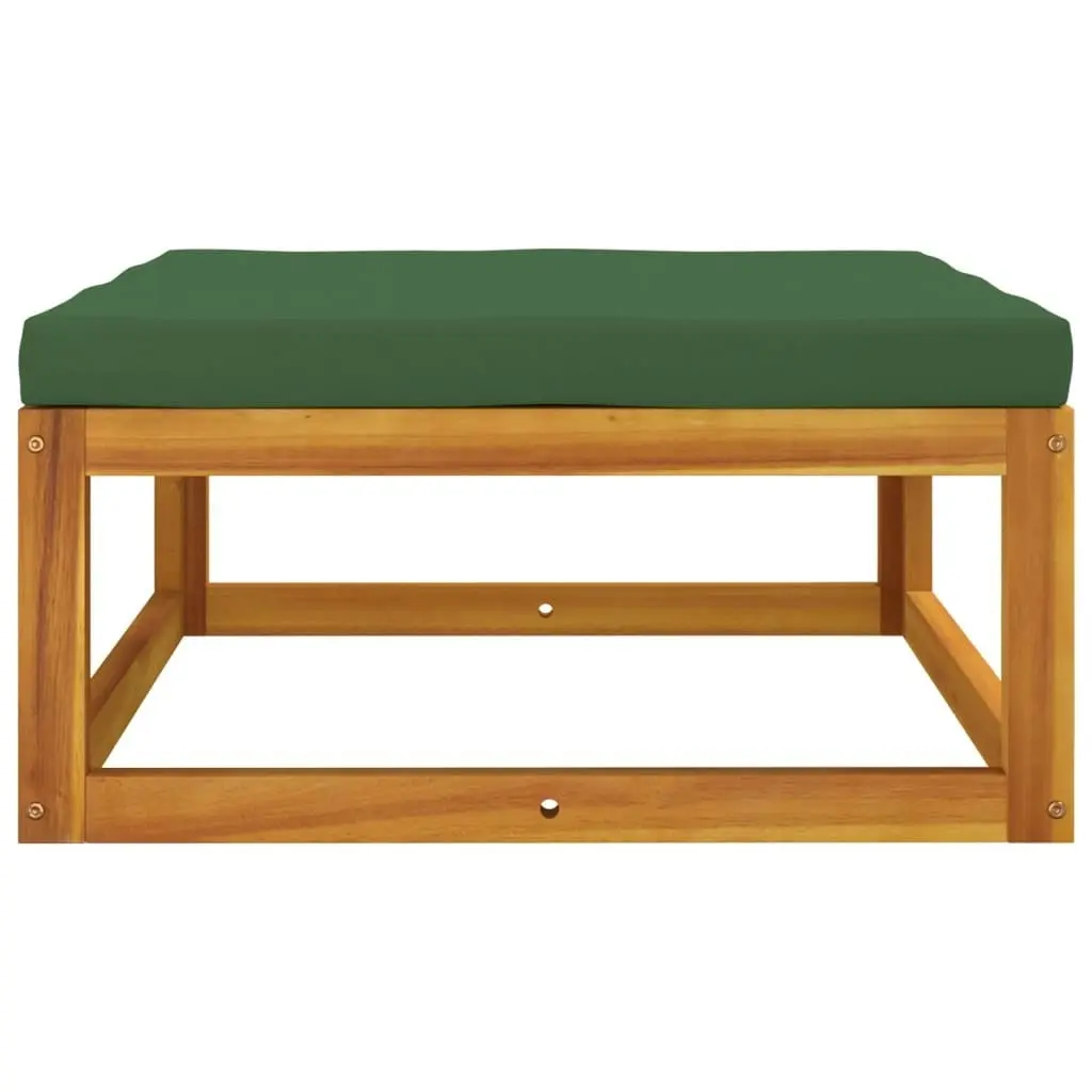 Garden Footrest with Green Cushion Solid Wood Acacia 360022