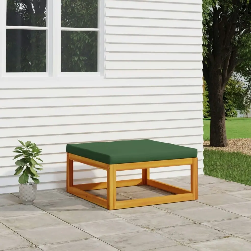 Garden Footrest with Green Cushion Solid Wood Acacia 360022