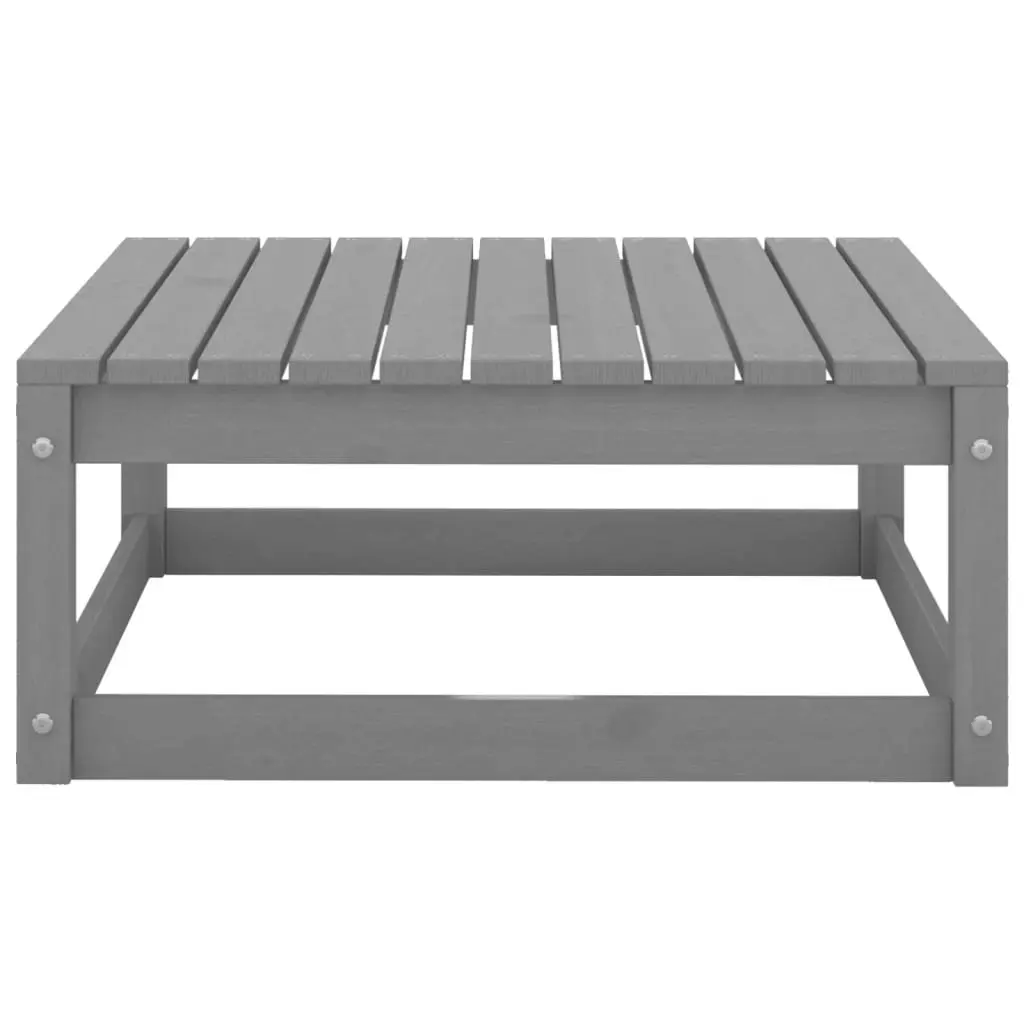 Garden Footstool with Cushion Grey Solid Pinewood 805727