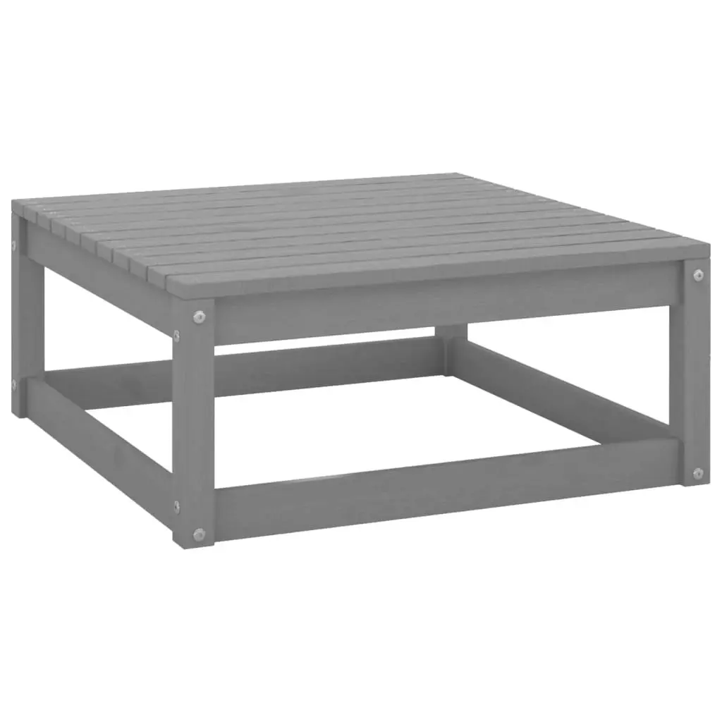 Garden Footstool with Cushion Grey Solid Pinewood 805727