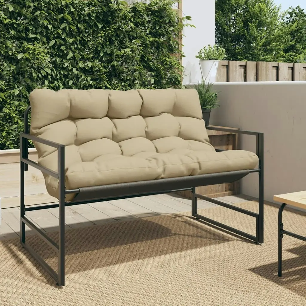 Garden Bench with Cushion Taupe 113 m Steel 4009300