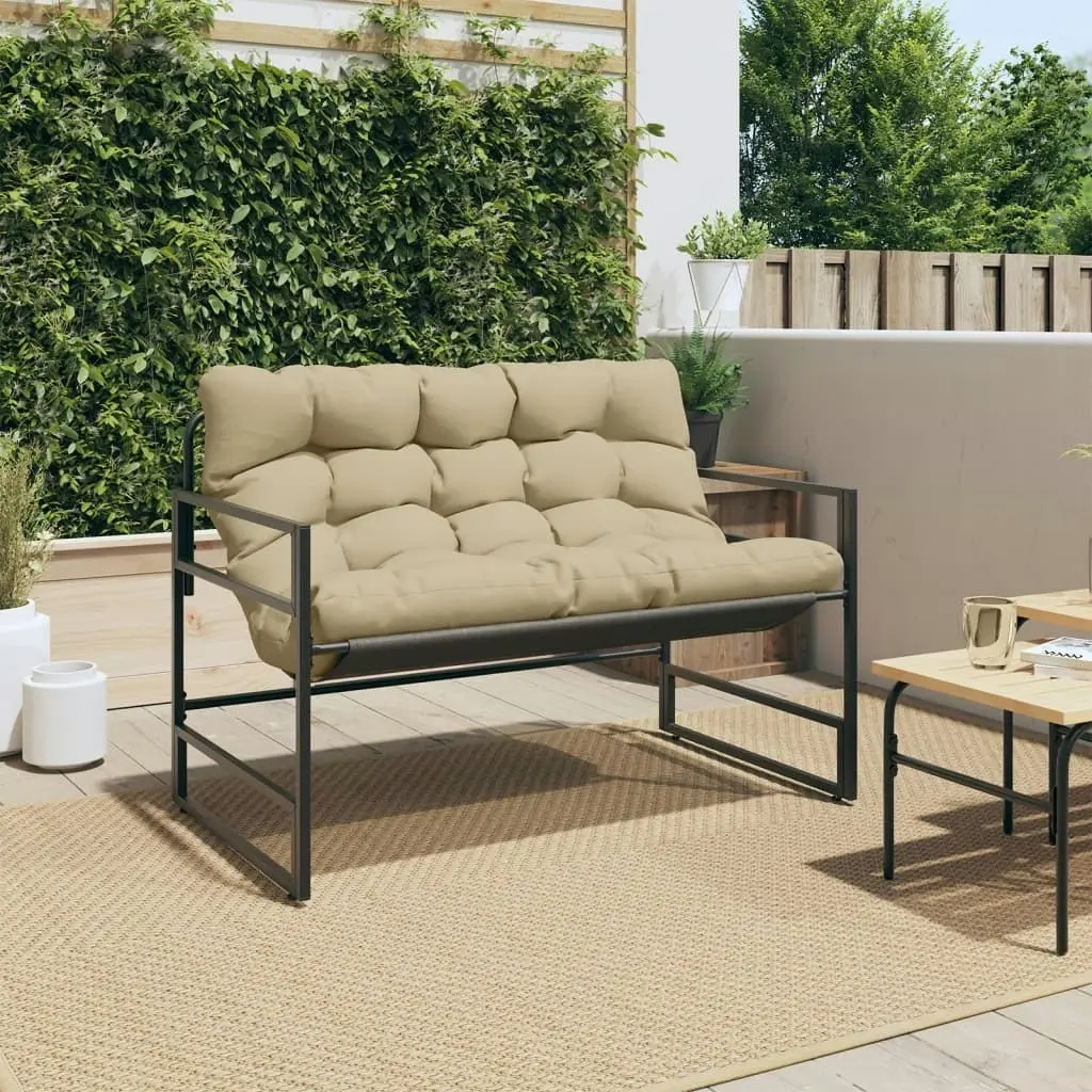 Garden Bench with Cushion Taupe 113 m Steel 4009300