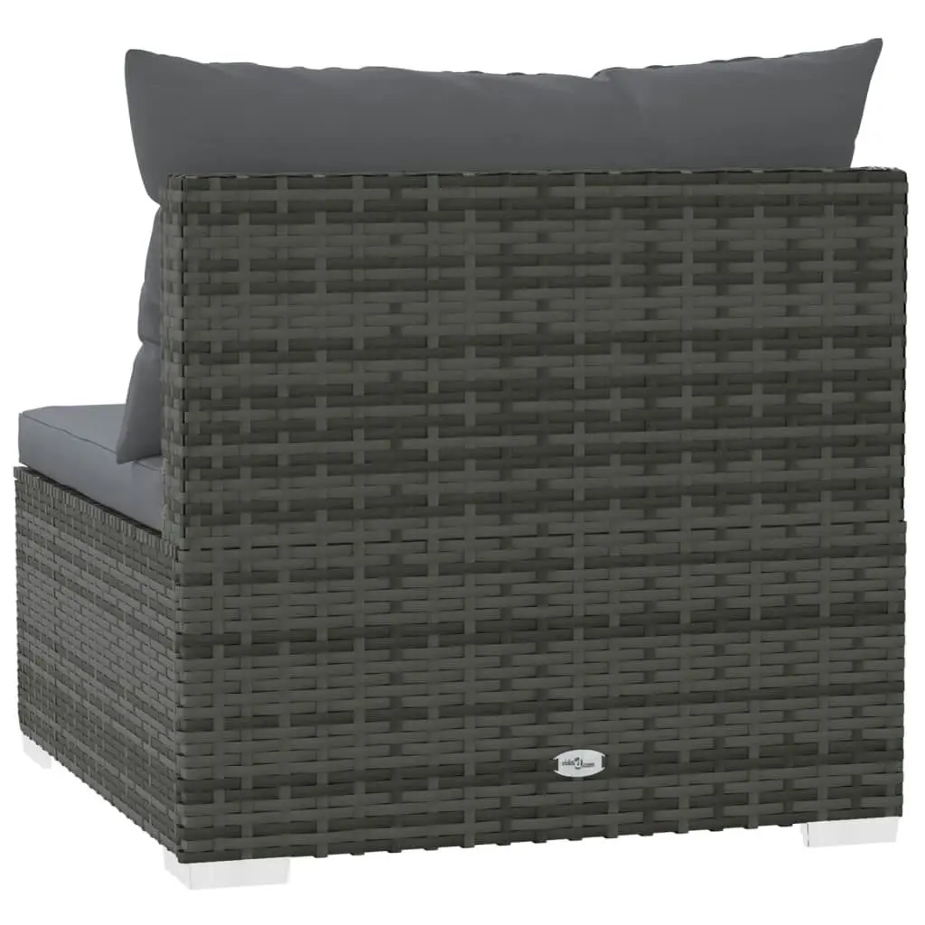 Garden Middle Sofa with Cushions Grey Poly Rattan 317515