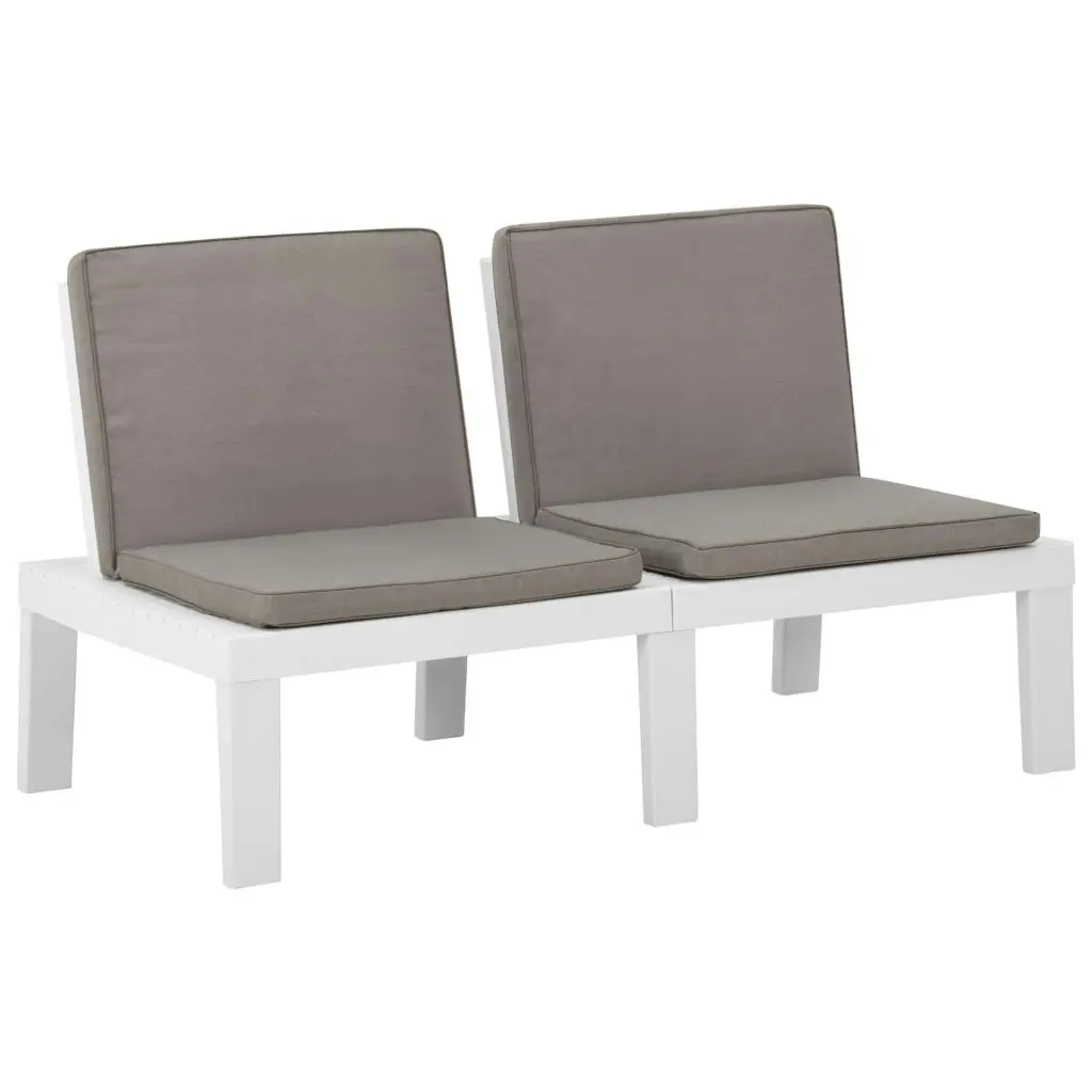 Garden Lounge Benches with Cushions 2 pcs Plastic White 3059825