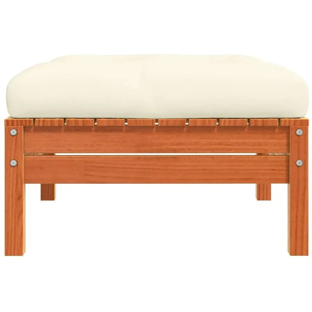 Garden Footstool with Cushion Wax Brown Solid Wood Pine 838166