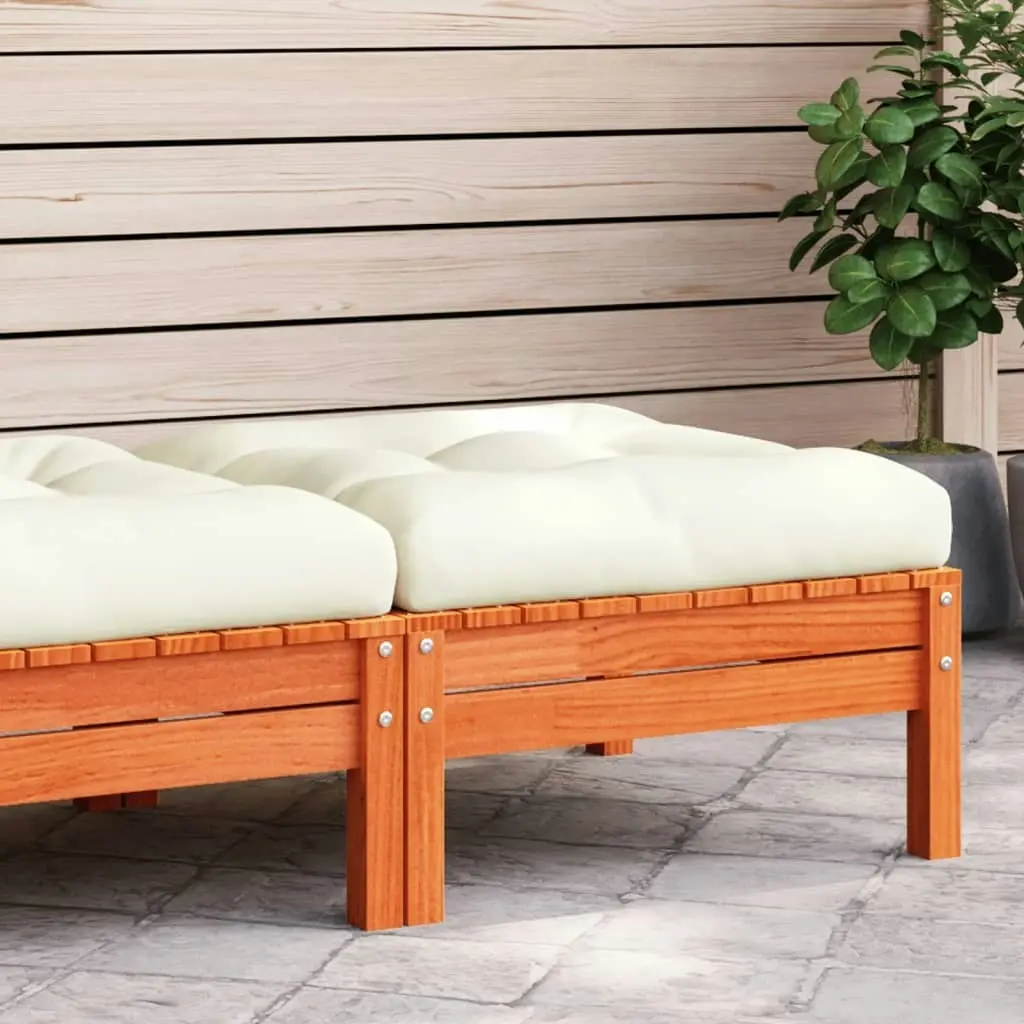 Garden Footstool with Cushion Wax Brown Solid Wood Pine 838166