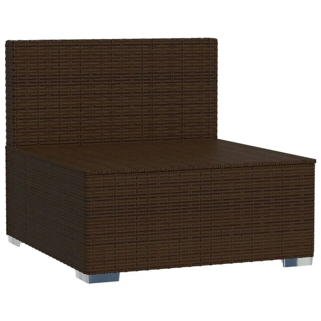 Garden Middle Sofa with Cushions Brown Poly Rattan 317504