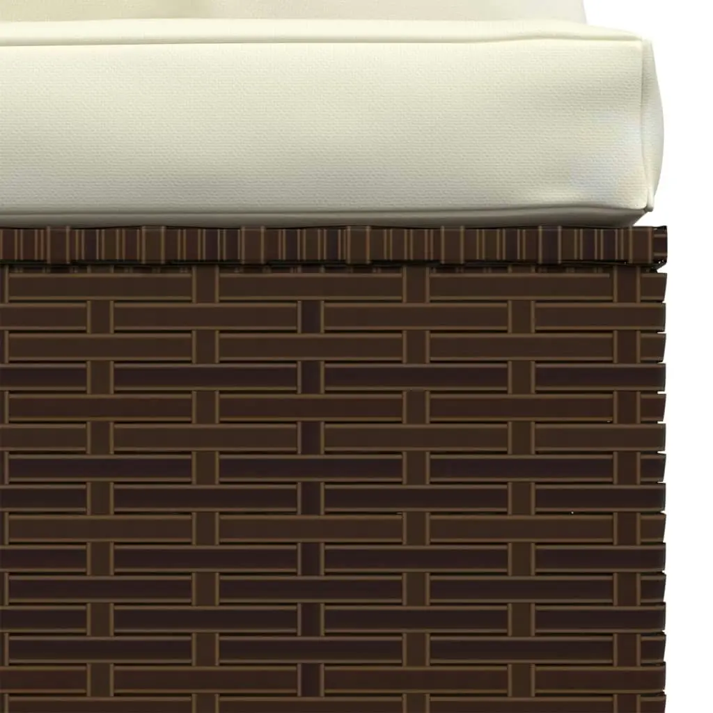 Garden Middle Sofa with Cushions Brown Poly Rattan 317504