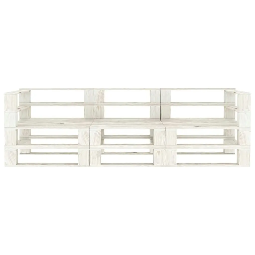 Garden Pallet Sofa White 3-Seater Wood 3072253