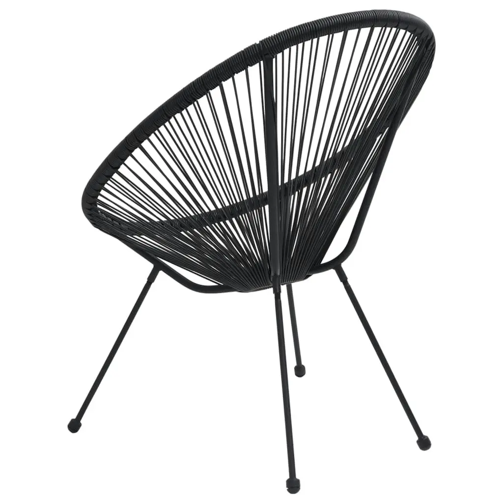 Garden Moon Chairs 2 pcs Rattan Black 312164