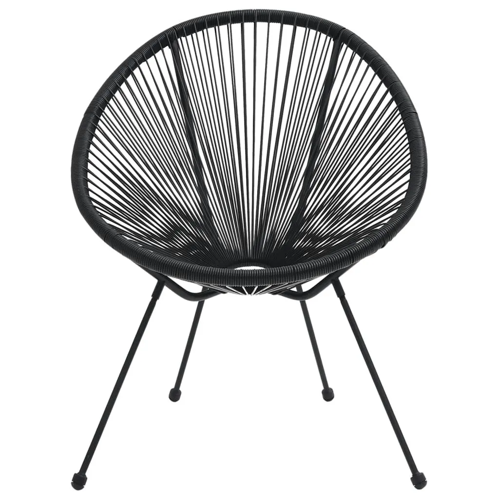 Garden Moon Chairs 2 pcs Rattan Black 312164